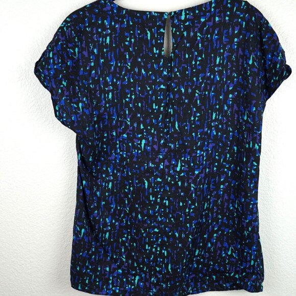 Boden Silk Blend Top UK 12 US 8 Abstract Blue Print Viscose Silk Blouse - Picture 5 of 8